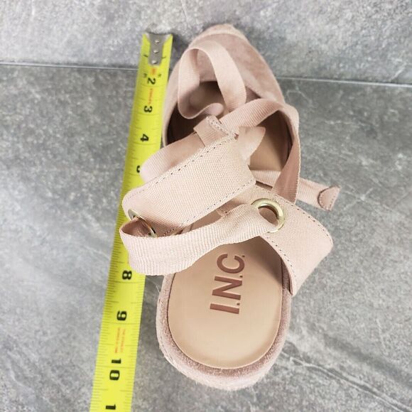 INC Shoes Womens 11 M Maisie Tan Lace-Up Espadrille Wedge Sandals Ankle Wrap Tie - Picture 11 of 13
